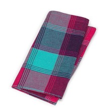 Set of 6 Plaid Napkins Turquoise Pink 18 inch Square Cloth Country Cottage Chic image 2