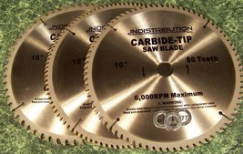 2pc 10&quot; CARBIDE TIP SAW BLADE 80 and 100 Tooth Table Circular Blades w/ ... - £27.49 GBP