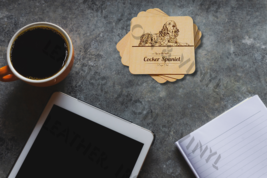 Laser Engraved Cocker Spaniel Dog Laying - Wood Coasters, set of 4 - $19.13 CAD