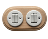 Wooden Porcelain Switch Double 2 Gang Two-Way Natural Beige White Diamet... - £40.65 GBP