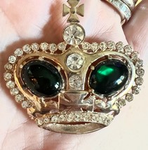 Crown  Brooch Green Cabochon Rhinestone Trifari Coro Style VTG 1940-50s ... - $114.94