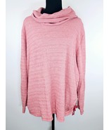 J Jill Sweater Top 3X Pink Cowl Neck Waffle Knit Long Sleeve Stretch Cin... - $33.12 CAD