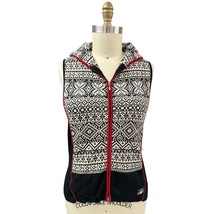 VTG 70-80s Icelandic Design Wool Vest Black White Aztec Knit Zip Pockets... - $94.05