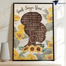 Sunflower Girl God Says You Are Precious Unique Special Lovely Strong - £12.78 GBP