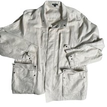 James Perse Men&#39;s Utility Jacket in Ecru Linen Cotton Blend Full Zip Size 5 XXL - £324.96 GBP