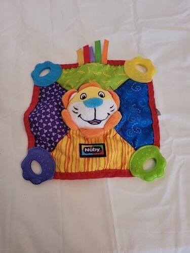 Lion Nuby Comfort Teether Teething Blanket Blankie 0m+ Squeaks BPA Free Lovey  - £6.21 GBP