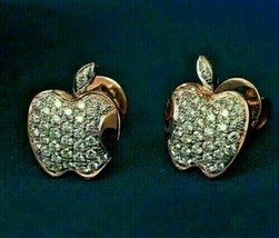 2.00Ct Round Cut Simulated Diamond Apple ShapeStud Earrings 14K Rose Gold Plated - £75.35 GBP
