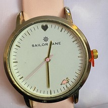 Sailor Jane Gold Tone Pink Leather Watch Working New Battery - $23.28