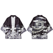 Japanese Style Kimono Jacket Sea Wave  Print 2022 Men Harajuku Streetwear Jacket - £62.60 GBP
