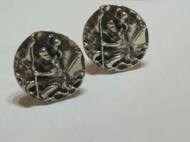 Vintage Hallmarked Sterling Silver St Christopher Cufflinks Fenwick and ... - $115.00