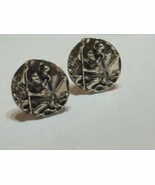Vintage Hallmarked Sterling Silver St Christopher Cufflinks Fenwick and ... - $157.72 CAD