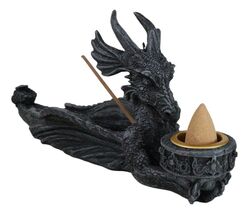 Ebros Gothic Stony Dragon Incense Burner and Candle Holder Figurine 10" ... - $22.99