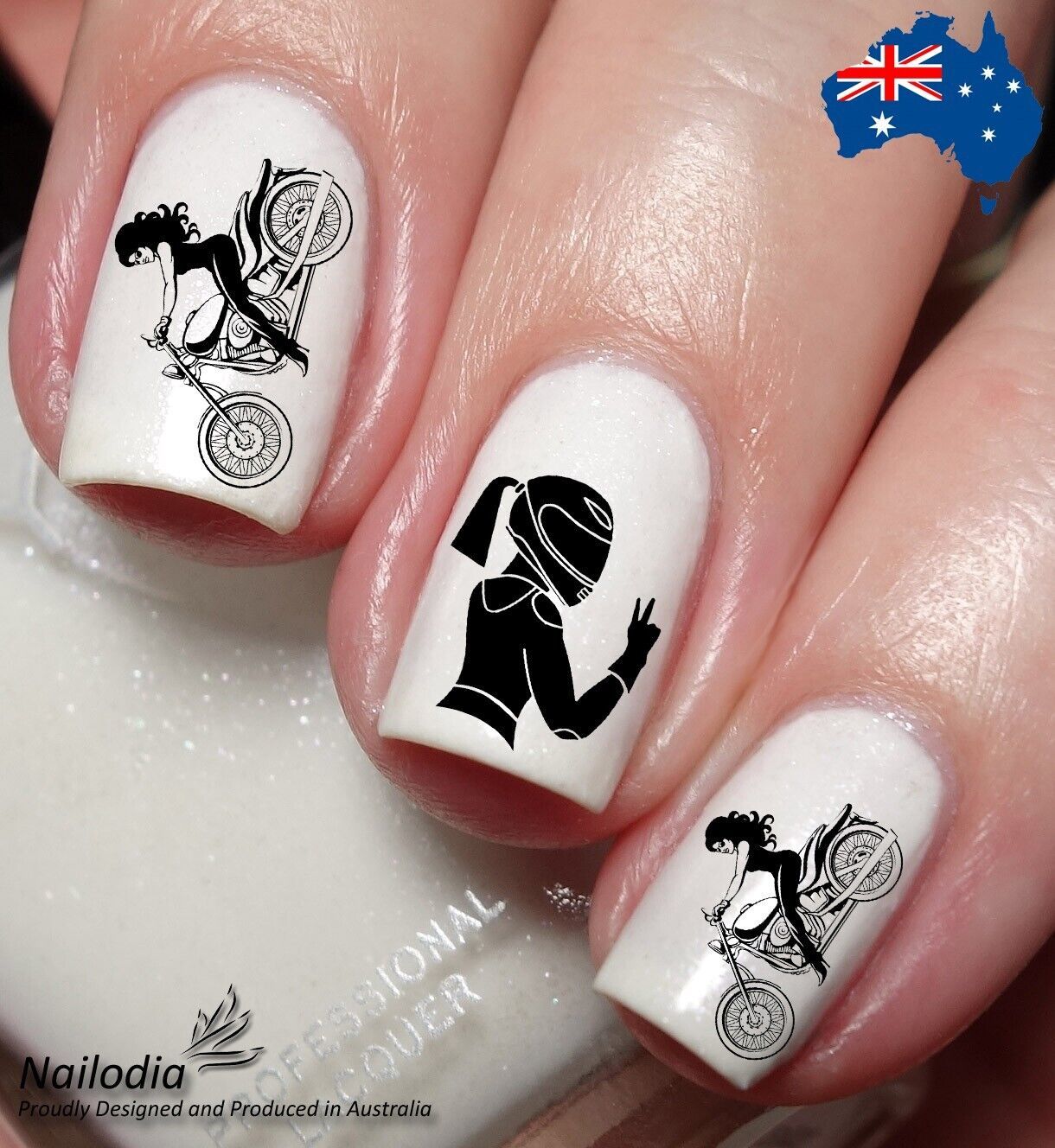 Biker Vespa & Harley-Davidson Nail Art Decal Sticker Water Transfer Slider