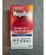 MEGARED ADVANCED Ultra Strength 900mg Omega-3 Fish &amp; Krill Oil 40 Softge... - $31.12 CAD