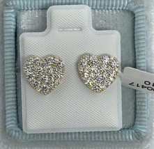 1.35Ct Natural Moissanite Tester Pass Heart Stud Earrings 14K Yellow Gold Plated - £120.70 GBP