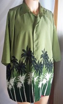Alpine Design Men&#39;s Button Down Shirt Size XXL Olive Green Palm Tree Print - $20.67