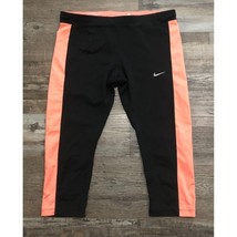 Nike Dri Fit Womens Large Black &amp; Pink Athletic Capri Leggings - £11.09 GBP