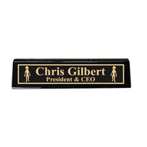 Desk Wedge Name Plate - PERSONALIZED - Alien - 11 Inches (Rosewood Piano) - $43.11