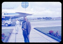 35 mm color slide * No date PEOPLE at AIRPORT PAN AM airplane no location - $5.45
