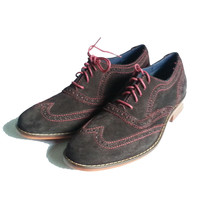 COLE HAAN Wingtip Oxford Brown Suede Men&#39;s Shoes Size 7.5 Model C11169  - £97.31 GBP