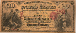 Reproduction $20 National Gold Bank Note 1870 1st National Gold Bank SF CA Copy - $3.99
