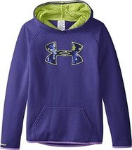 Under Armour Youth Girls Armour Rival Fleece "Big logo" Hoodie Jacket Purple M - $34.64