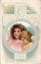 Easter Angels Praying Floral Cross 1910 Imlay City to Deford Mich  Postcard V1 - £3.87 GBP