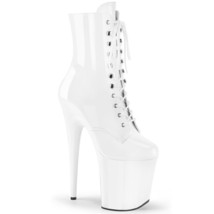 PLEASER FLAM1020/W/M Sexy 8&quot; Heel Platform Lace Up Womens White Ankle Boots - £75.09 GBP