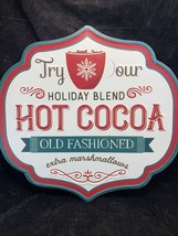 Metal Vintage Style Holiday Hot Cocoa Sign Metal Wall Hanging Decorative - £10.23 GBP