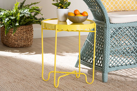 Lapis White Metal Side Table with Scalloped Tray Top - $604.70 MXN