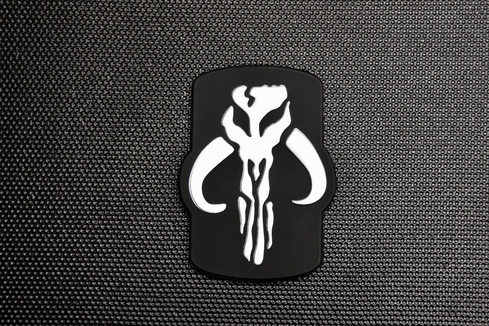 Silver &amp; Black Mythosaur Bantha Skull TPU Morale Patch Mandalorian Boba ... - $8.56