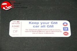 73 CAMARO 350-2BBL AIR CLEANER &quot;KEEP YOUR GM ALL GM&quot; CODE &quot;DF&quot; DECAL GM#... - $16.18