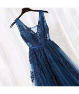 Lace Beading Long Backless Bridal V neck Sleeveless Transparent Banquet ... - $147.95