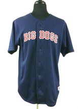 Bog Dogs Mens Large Button Down Baseball Jersey Logo Short Sleeve Blue U... - £10.92 GBP