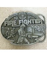 1991 American Firefighter Commemorative Silvertone Belt Buckle  2.5 x 3.5&quot; - $666.55 MXN