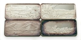 1974-75 Hamilton Mint America The Beautiful 1Oz Silver Art Bars Lotto Di 4 Bars - $238.77