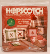 Charles Craft Cross Stitch Fabric Hopscotch Green White 14 count 15x15 - $4.90