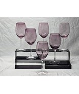 PIER 1 IMPORTS 9.25&quot; Balloon Wine Glass Amethyst Ribbed Swirl - UNUSED S... - $54.28 CAD