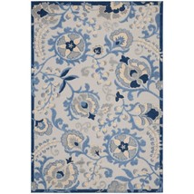 9' X 12' Blue And Grey Toile Non Skid Indoor Outdoor Area Rug - €431,27 EUR