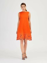 $3,190 OSCAR DE LA RENTA NEW STUNNING ORANGE FLOWER CUT OUT KNIT DRESS S... - £940.45 GBP