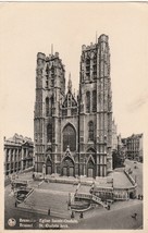 Postcard Eglise Sainte Gudule Brussels Belgium Black &amp; White - $5.00