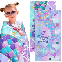 2 Packs Mermaid Beach Towel For Kids Quick Dry Beach Towel Swim Towel Ba... - £31.92 GBP