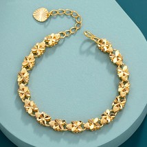 Fashion Lucky 24K Gold Bracelet 6mm Four-leaf clover gold bracelet, Suitable For - £14.22 GBP