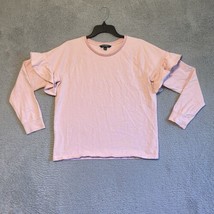 Lauren Ralph Lauren Shirt Womens Size Large Pink 3/4 Ruffle Shoulder - £11.61 GBP