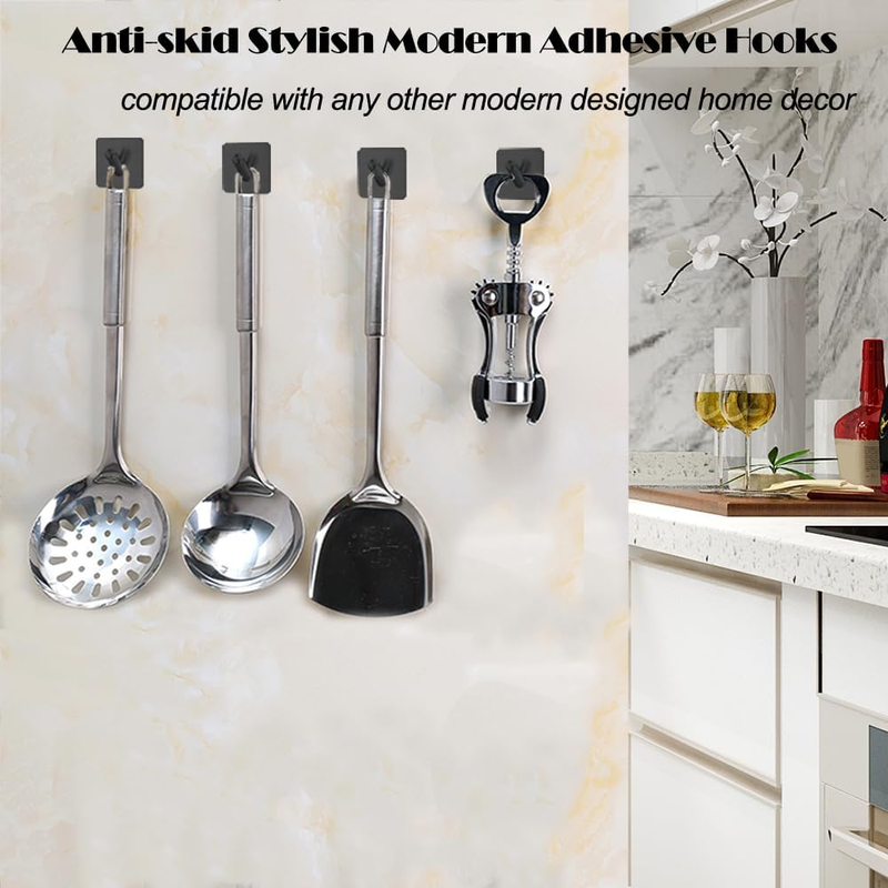 Black Locking Curve Adhesive Coat Hooks: Anti-Slip 15LB Towel Hooks Stick On-Bat Item image 6