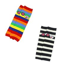 Set of 2 Colorful Stripe Cute Baby Leg Wamers Cotton Toddler Leg Guards,1-5Yrs