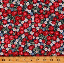 Cotton Floral Dutch Multicolor Flowers on Blue Fabric Print by the Yard D144.01 - £9.55 GBP