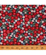 Cotton Floral Dutch Multicolor Flowers on Blue Fabric Print by the Yard ... - $11.95