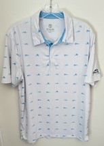 Scales Golf Polo Shirt Mens Small White Blue Ocean Fish Marlin Performan... - $24.74