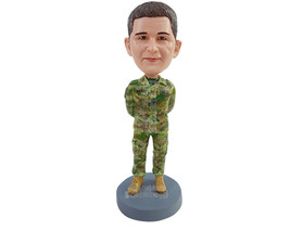 Custom Bobblehead Army officer wearing uniform with combat boots and hands in th - £71.31 GBP